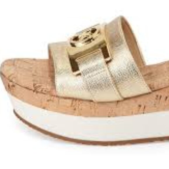 Michael Kors Warren Metallic Gold Wedges Size 6.5M - Picture 3 of 8